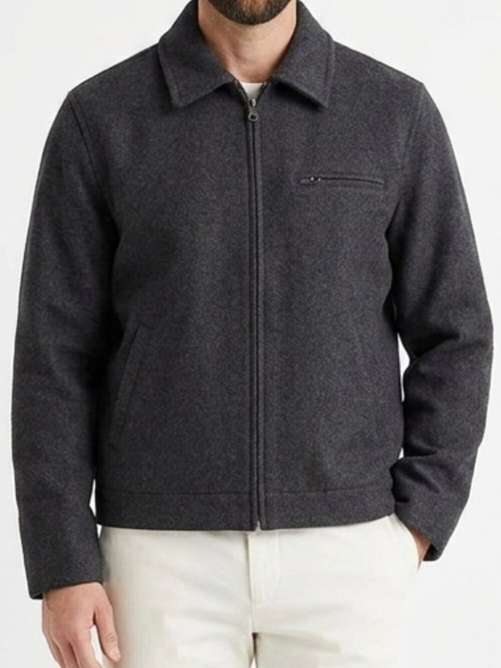 J CREW City Jacket Wool Blend Charcoal Night Gray XL